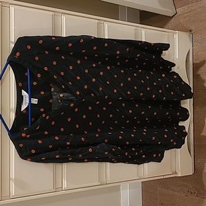 Tunic top black with orange polka dots